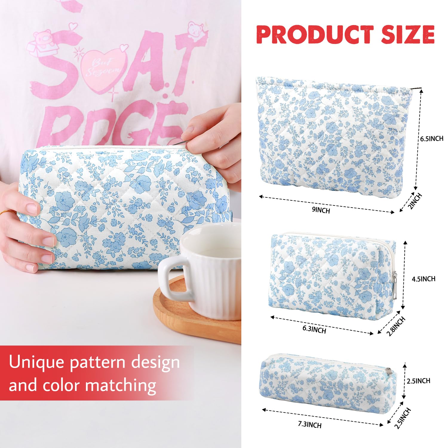 Gocvo petite trousse toilette 7,3x2,5 pouces, ideale pour pinceaux et soins.