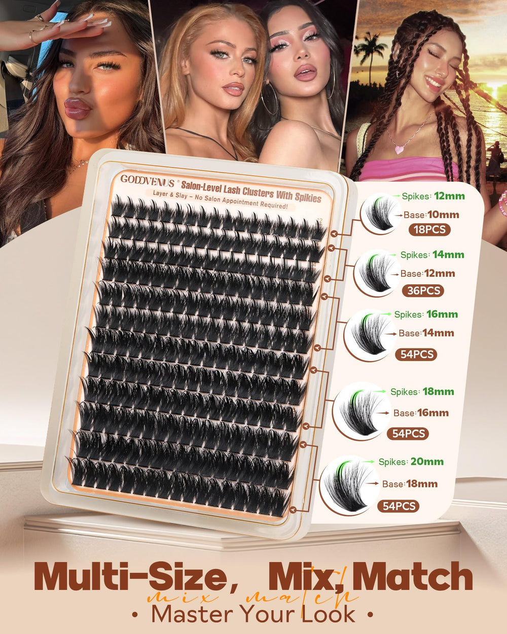 Extensions Goddvenus manga lash en 10–18 mm pour un regard félin.