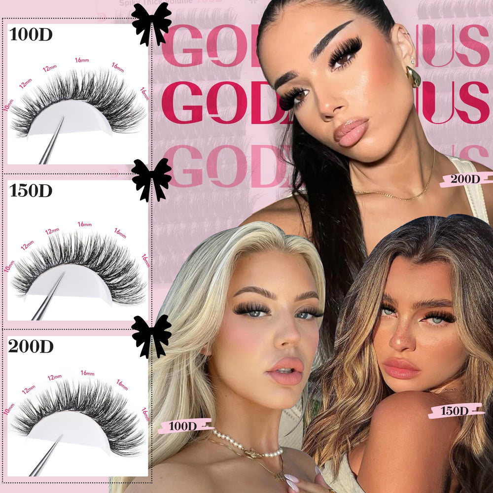 Goddvenus cils individuels 10-16 mm offrant des longueurs personnalisables.
