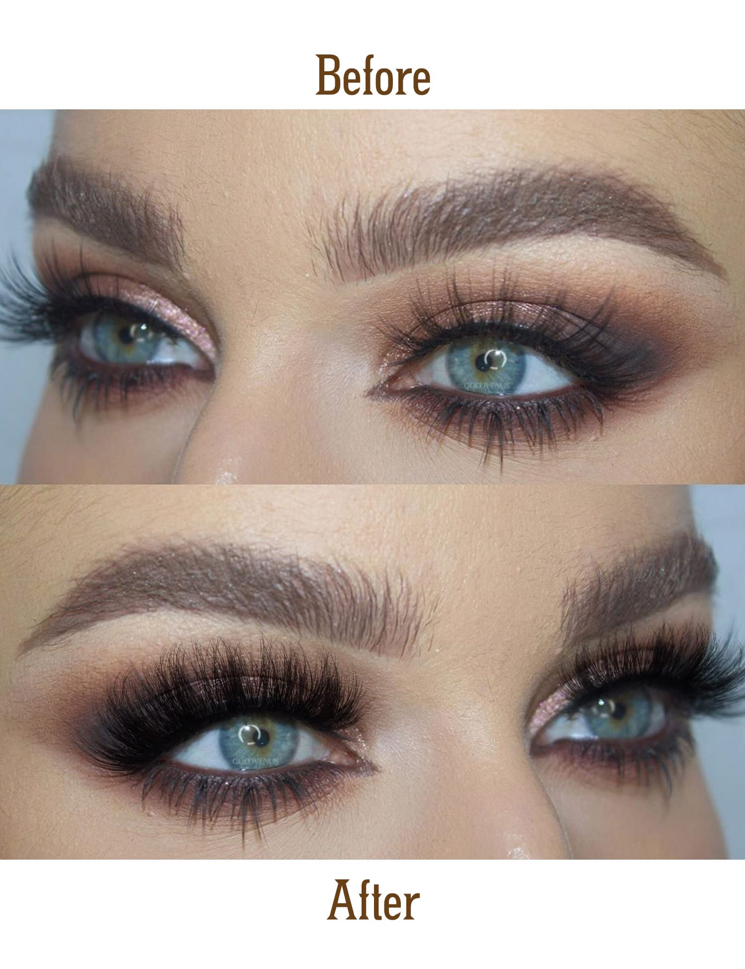 Goddvenus cils mink naturels 8D 20mm: effet extensions discret.