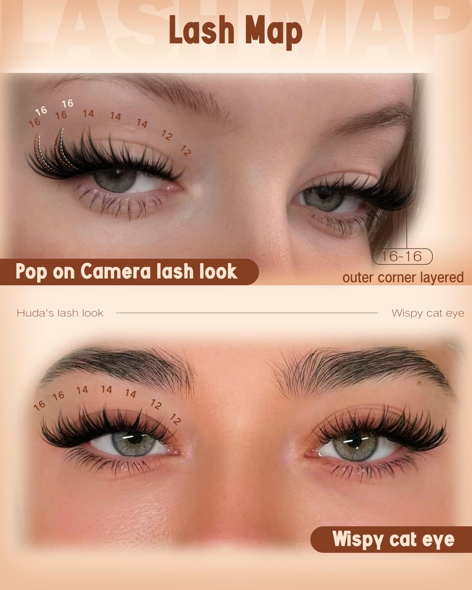 Goddvenus Wispy Lash Clusters, 12-14-16 mm, courbure C pour regard ouvert.