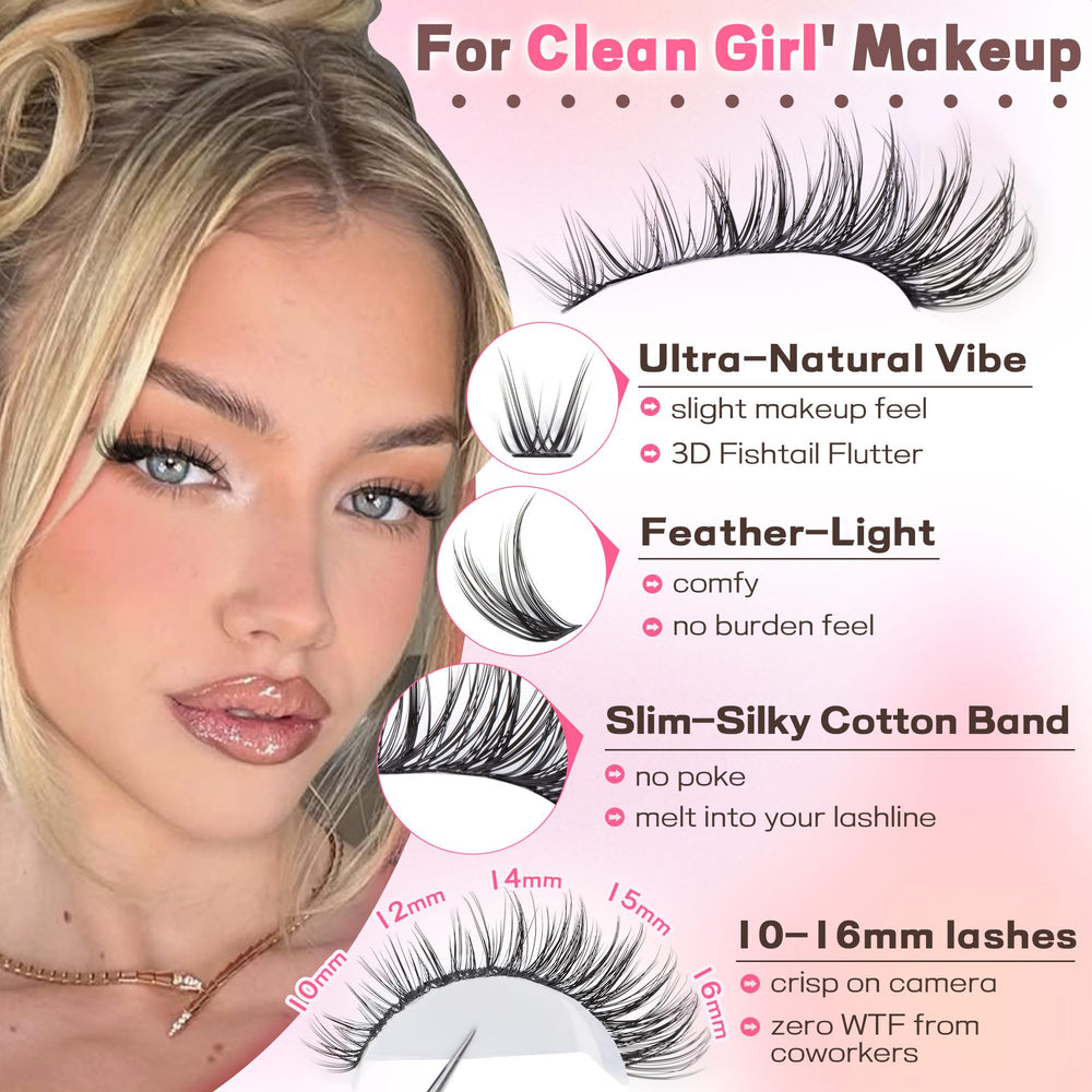 Goddvenus clusters cils individuels pose maison facilitée et naturelle.
