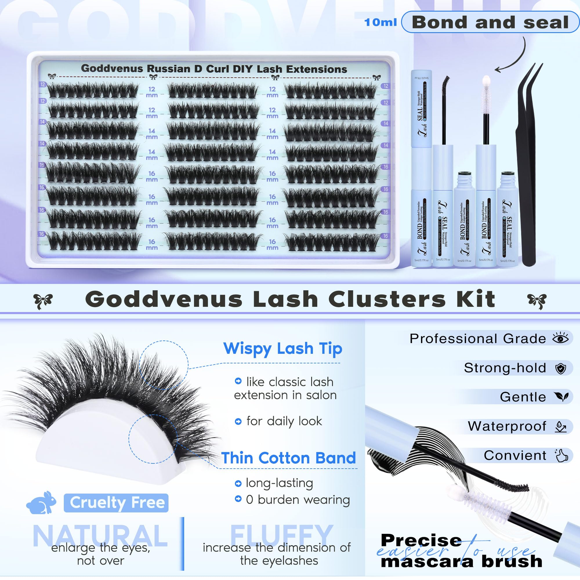 Goddvenus Coffret Clusters Cils, kit bricolage pratique.