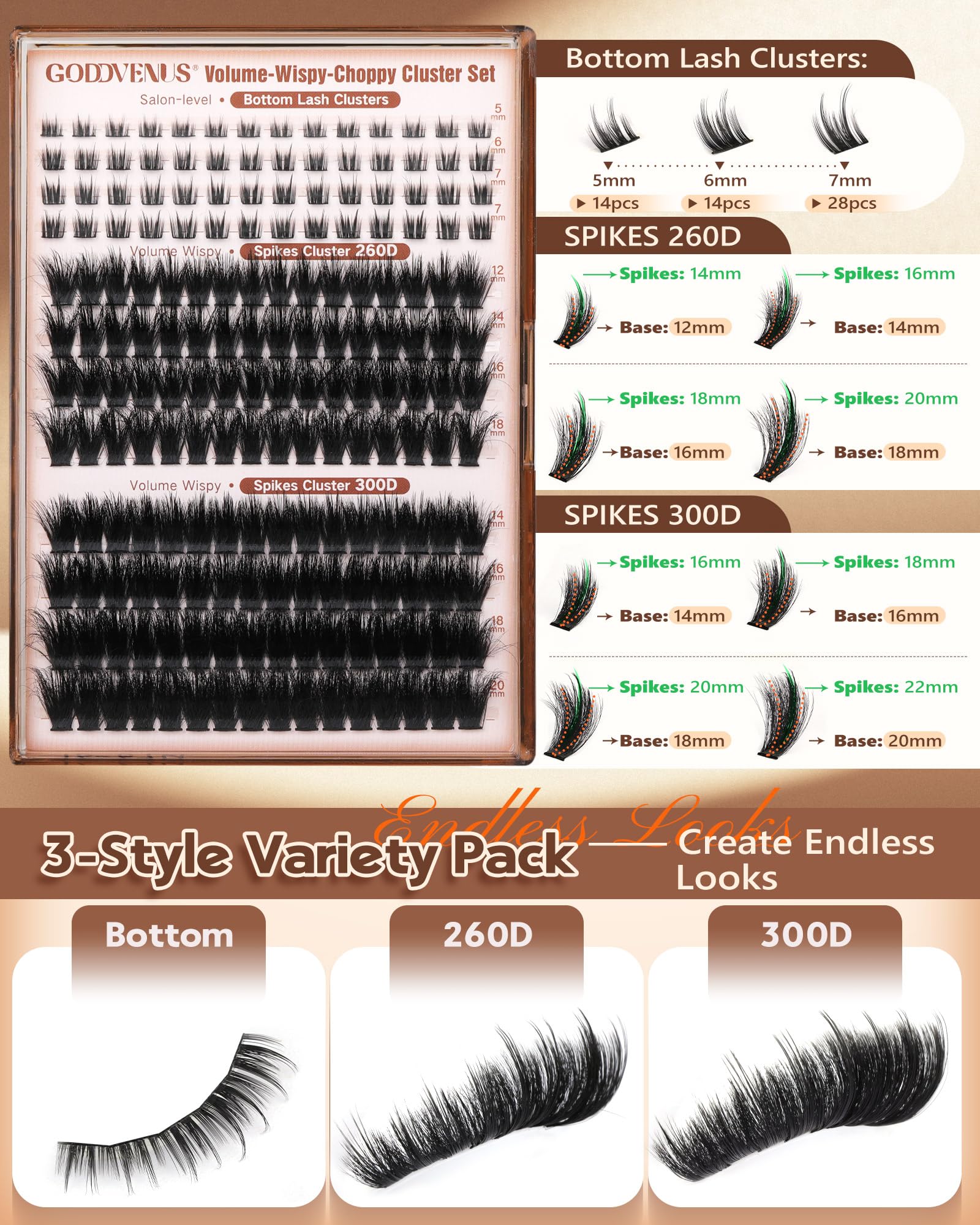 Goddvenus extensions cils bas inclus pour un contour équilibré.