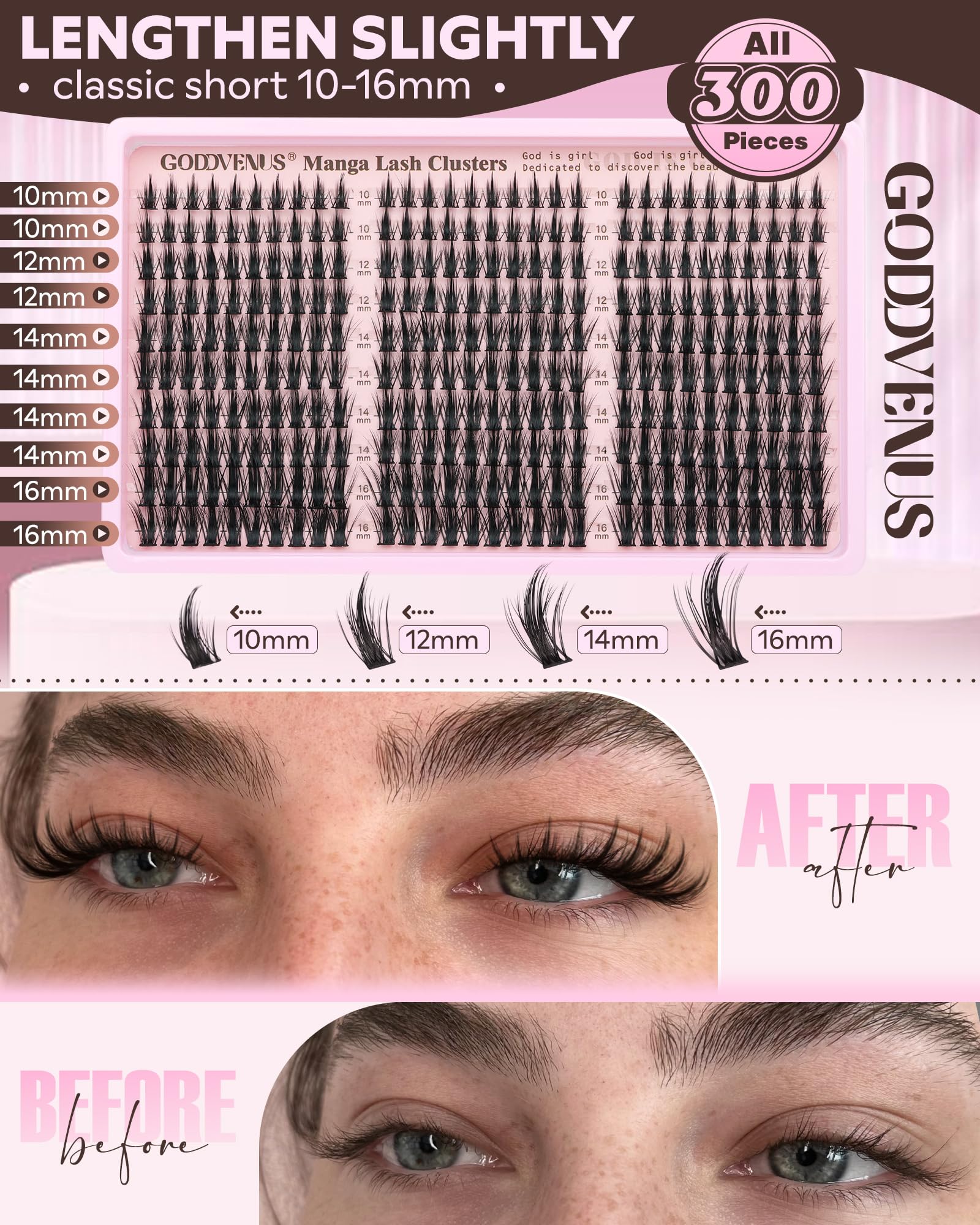 Goddvenus longueurs manga 10-16 mm : personnalisation facile du regard