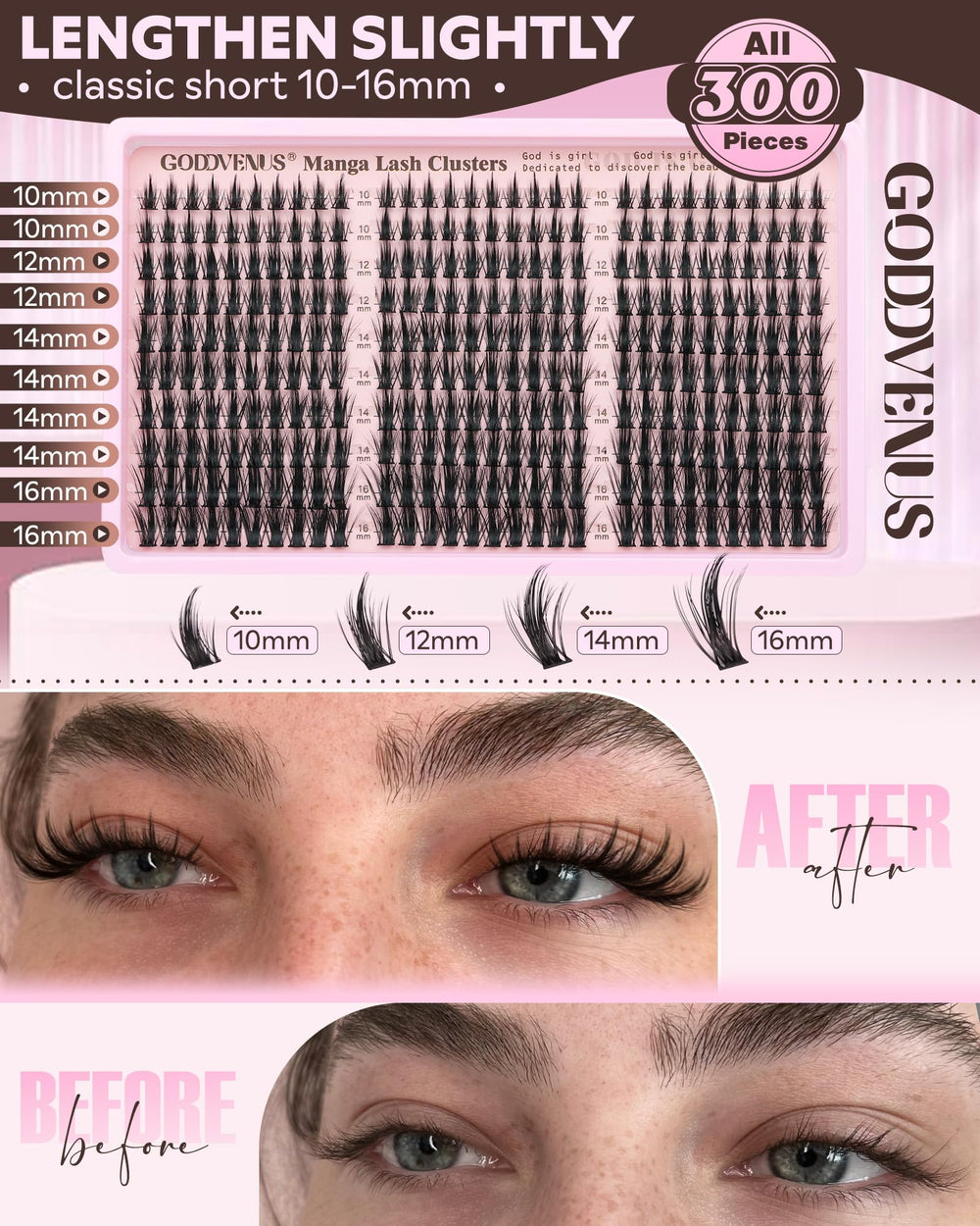 Goddvenus longueurs manga 10-16 mm : personnalisation facile du regard