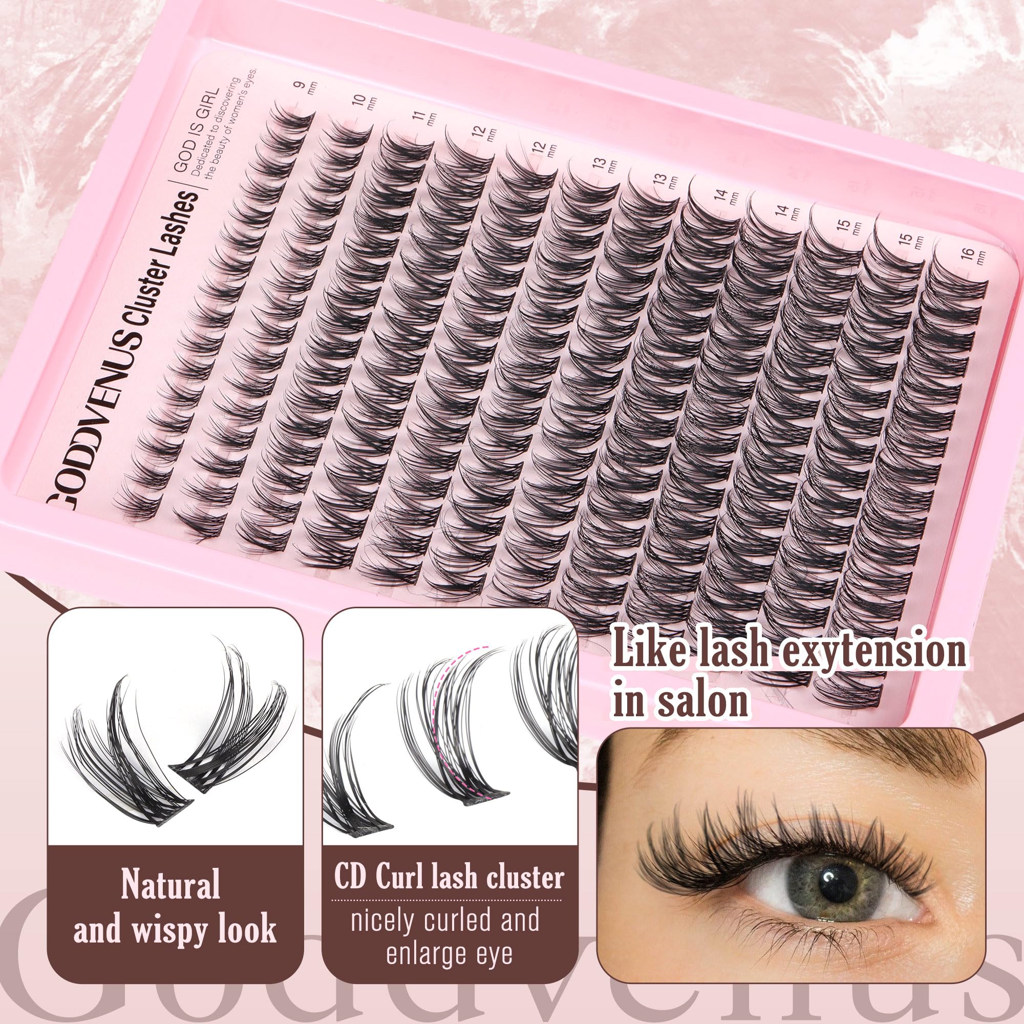 Goddvenus longueurs variables 9-16 mm pour personnaliser le regard.
