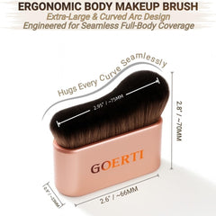 Brosse GOERTI kabuki, poignée rose doré, design professionnel pour maquillage corporel.