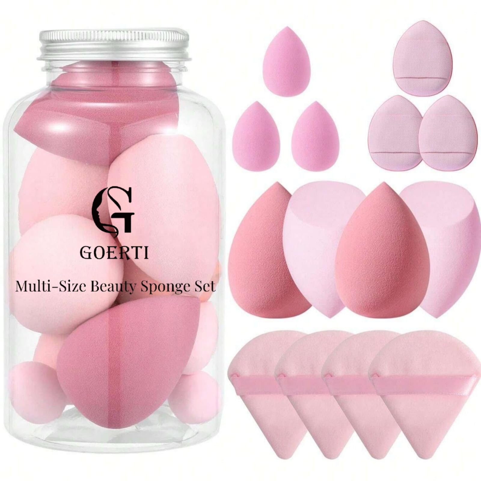 GOERTI éponge beauté 14 pièces – forme trapézoïde pour application rapide et uniforme du fond de teint
