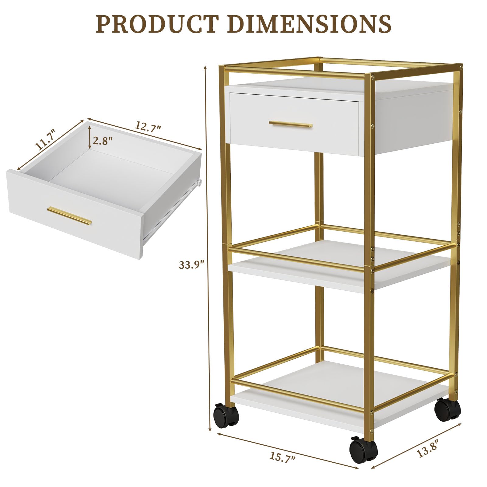 GOFEI Salon Trolley Cart: tiroir coulissant pour petites pinces et brosses.