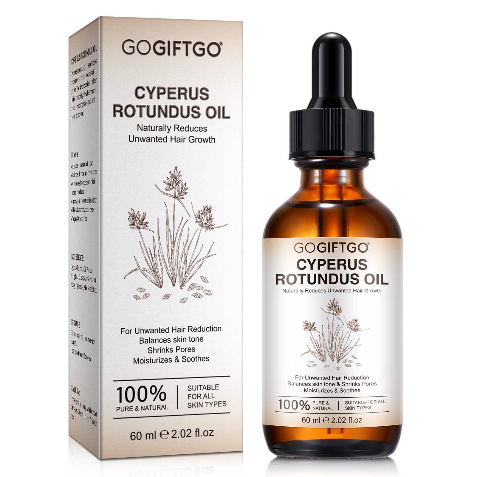 GOGIFTGO Huile Cyperus Rotundus – réduction des poils et soin nourrissant