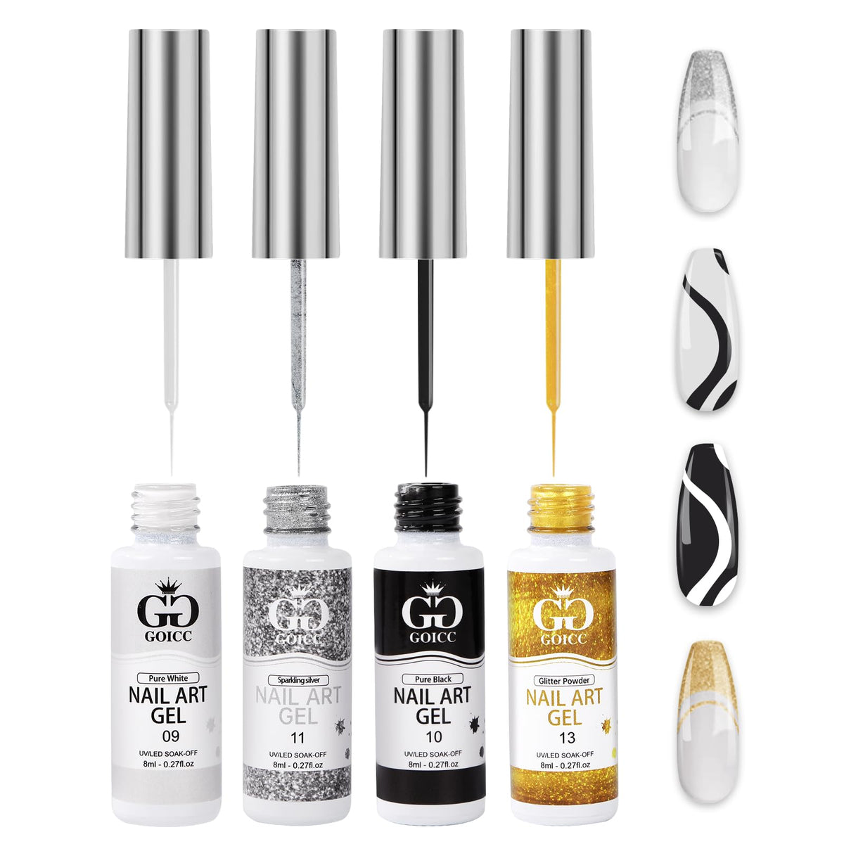 GOICC gel blanc — outil précis pour motifs nets.