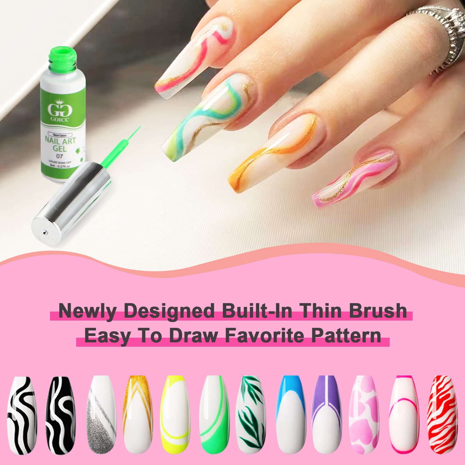 GOICC gel art ongulaire: polyvalent pour liners et dessins variés