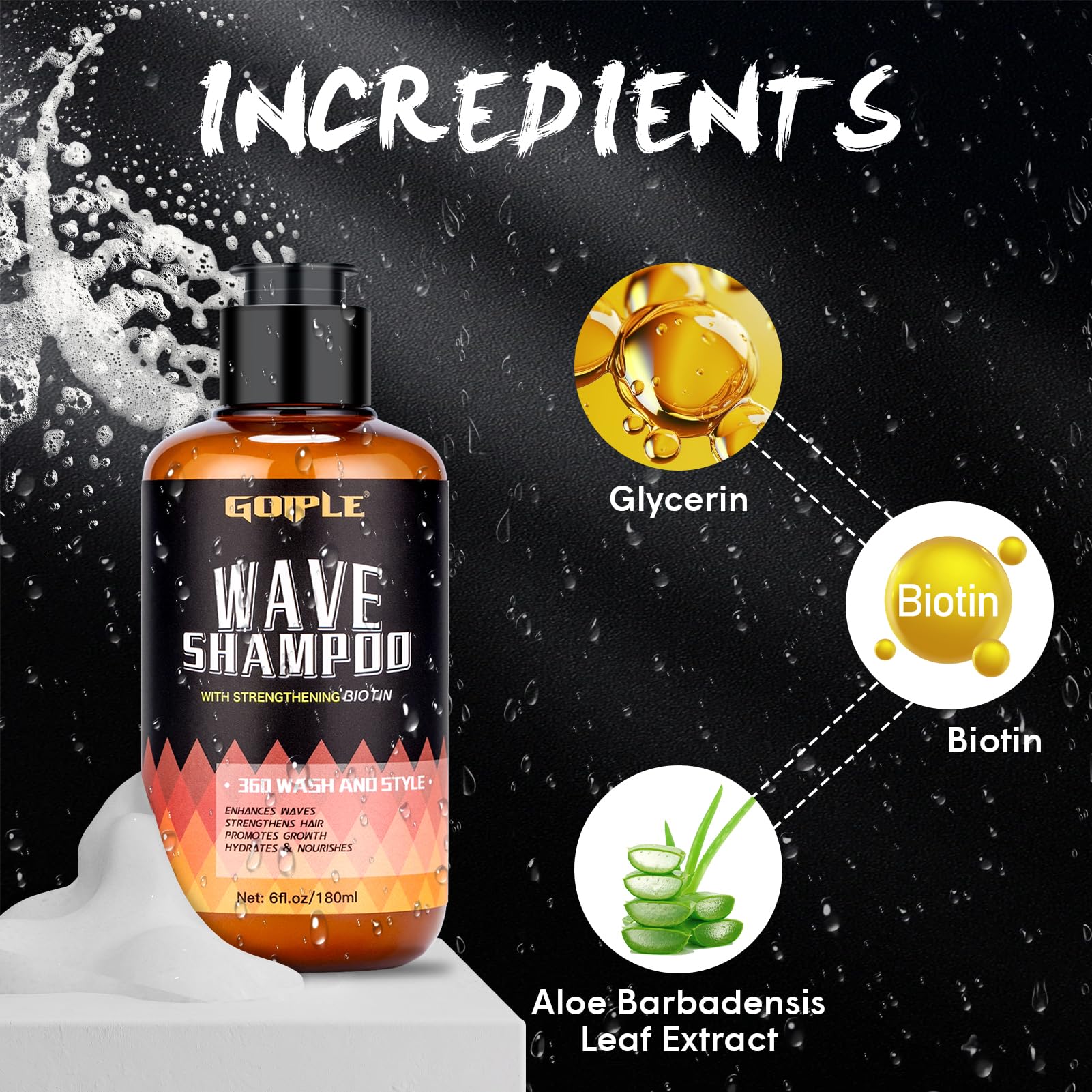 Goiple 360 Ondes – ingrédients sésame et biotine pour vitalité des cheveux.