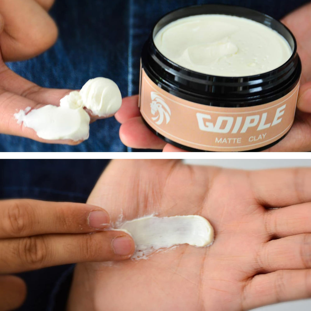 Goiple argile-coiffage fini mate pour looks décontractés et professionnels.