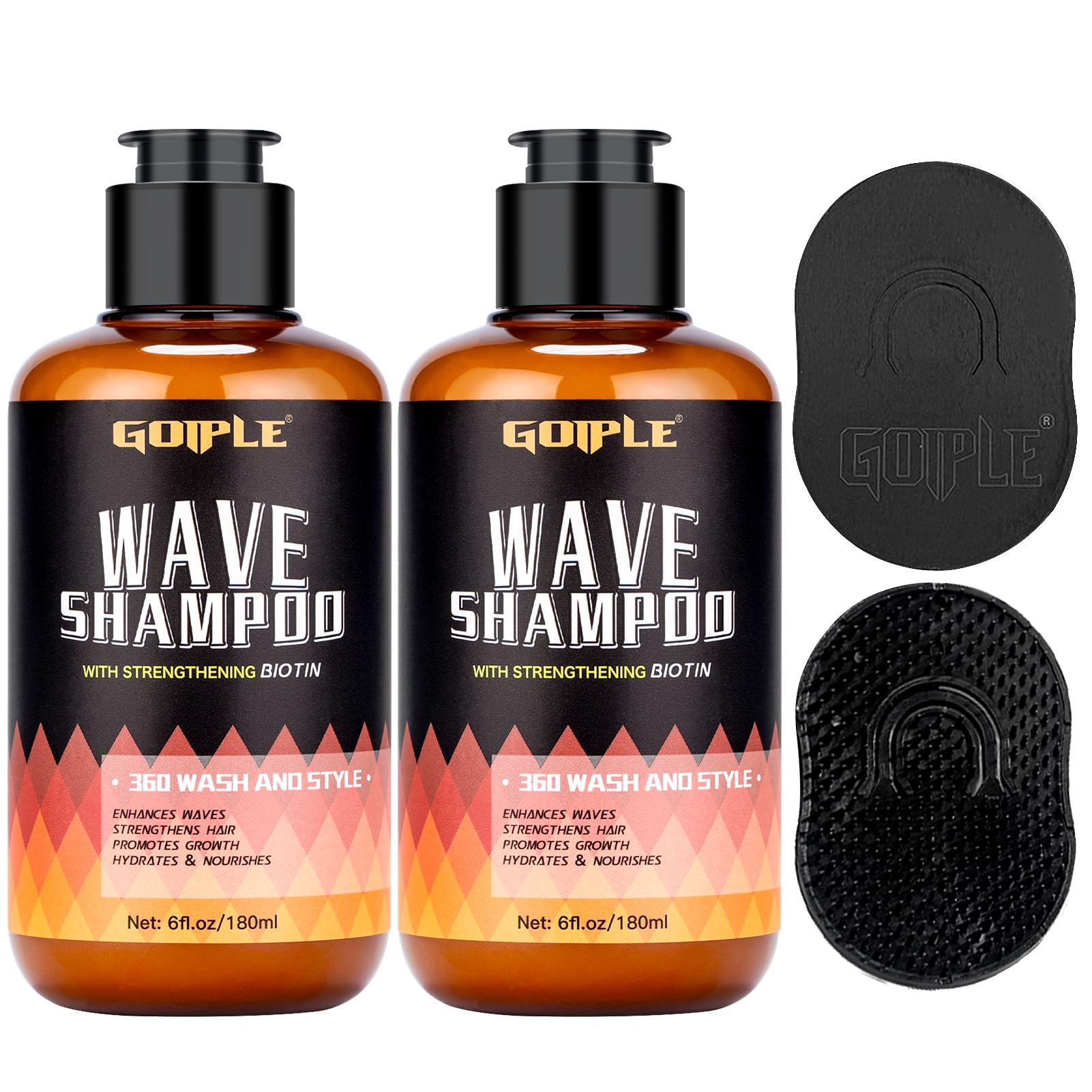 Goiple bouteille Shampoing ondes 360, face avant, hydratation et définition des ondes