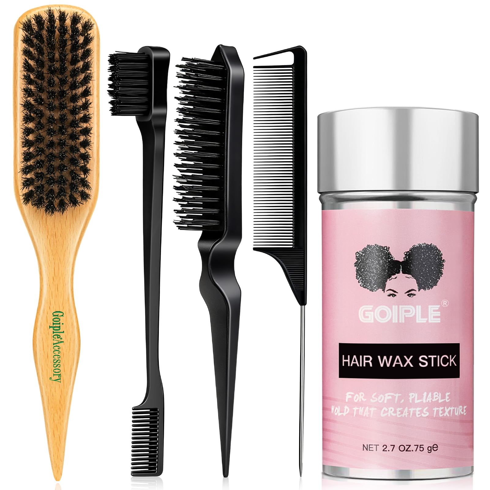 Goiple brosse en poils de sanglier pour lissage naturel des cheveux
