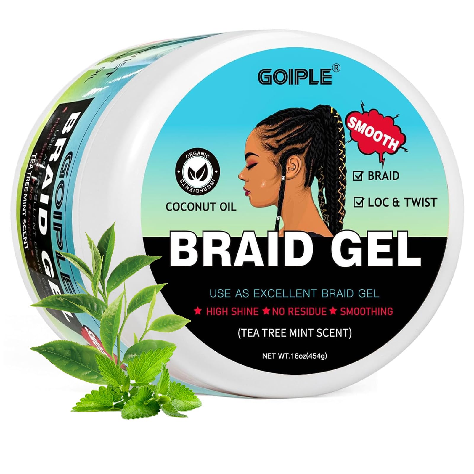 Goiple Gel de braidage, bouteille 16oz prête à l'emploi pour tresses durables