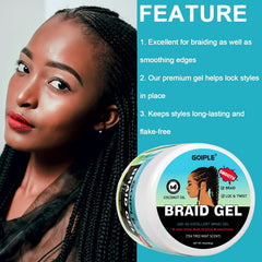 Goiple Gel de braidage, brillance naturelle sur cheveux coiffés