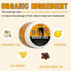 Goiple gel braidage tempes: contrôle des tempes sans résidus visibles.