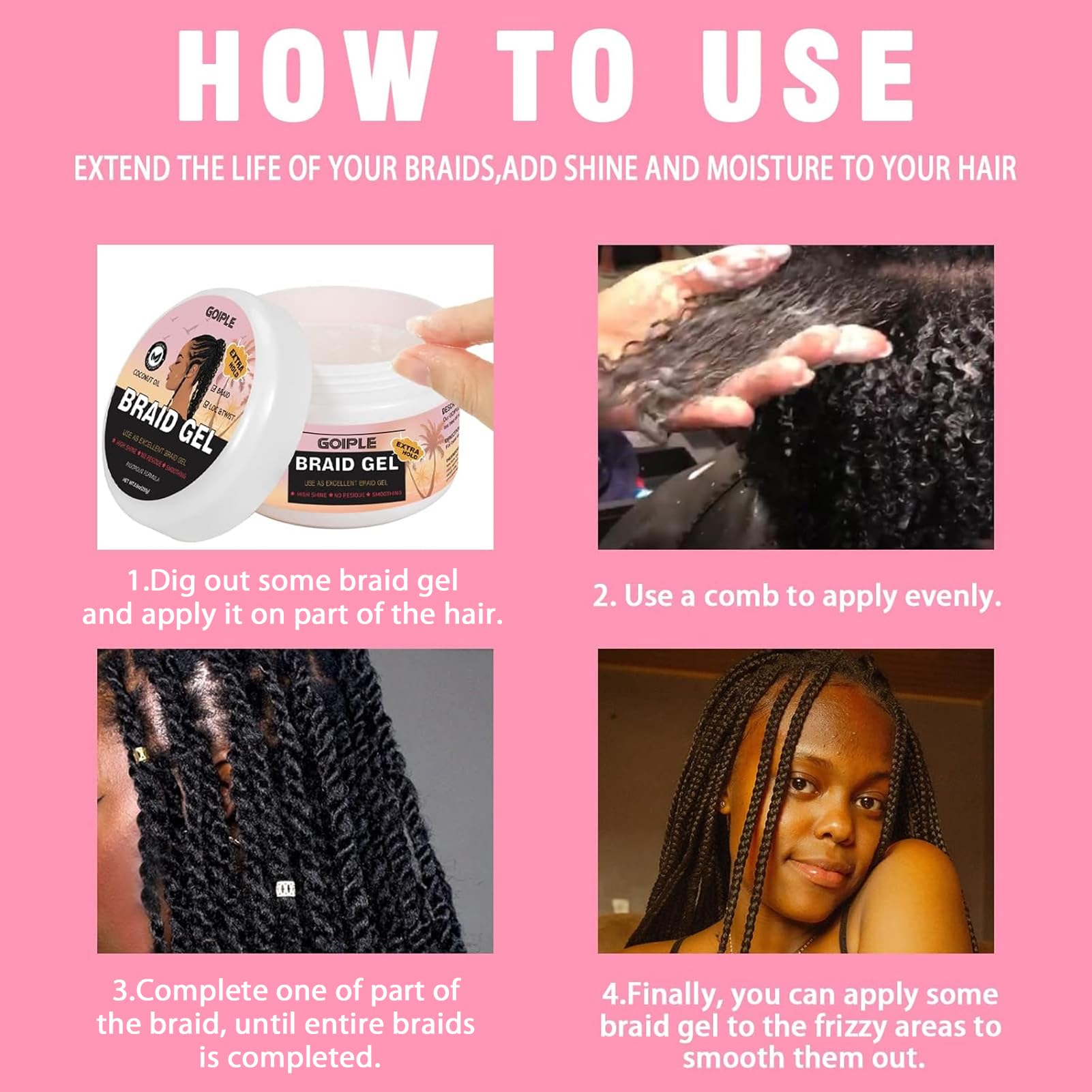 Goiple Gel Ingrédients Naturels apaise et nourrit les cheveux.