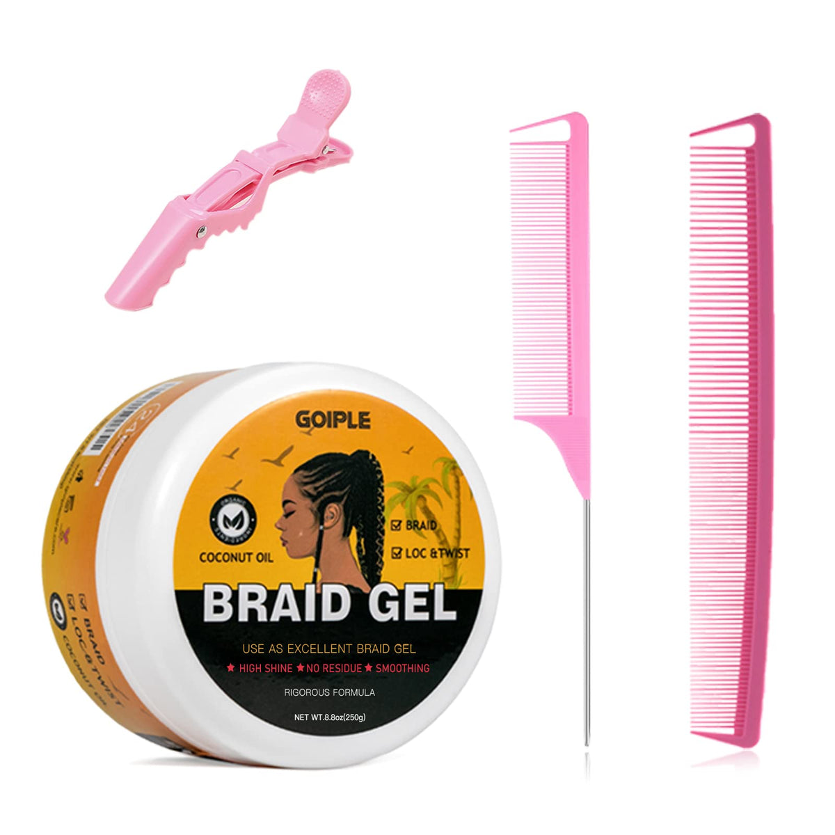 Goiple gel tresses emballage accessoires : kit pratique pour démarrer le coiffage.