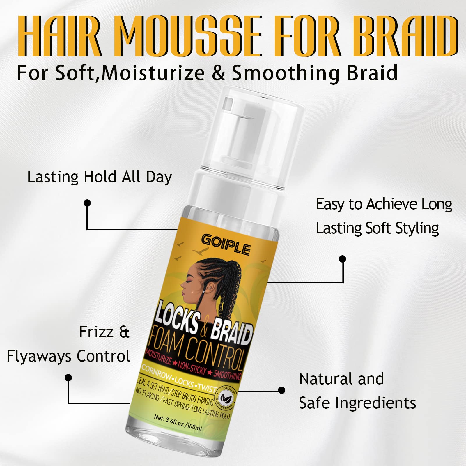 Goiple gel tresses: fixation ferme pour des tresses qui tiennent toute la journée.
