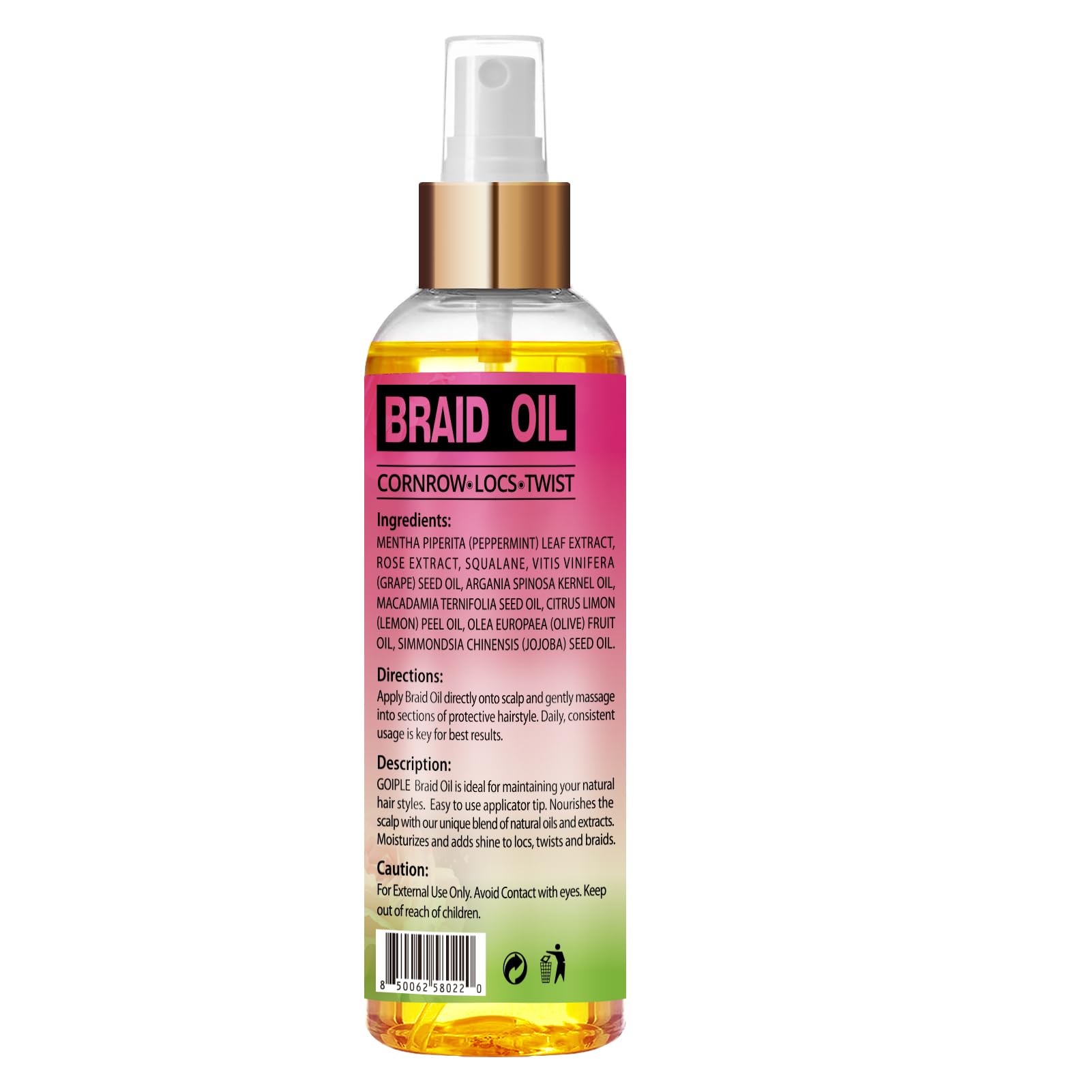 Goiple Huile Braid: éclat-doux-cheveux après application.