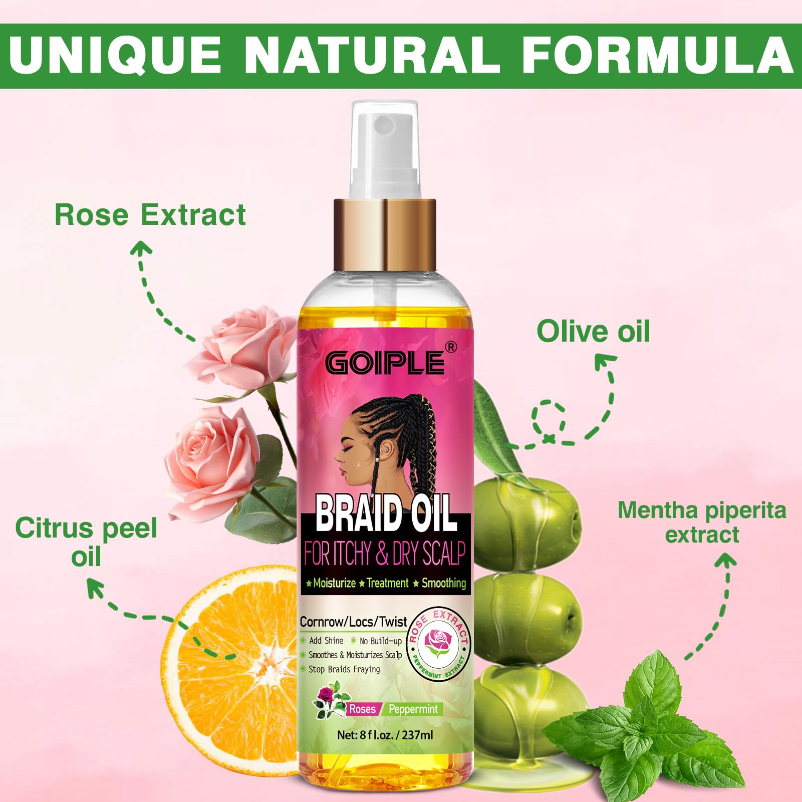 Goiple Huile Braid: massage-du-cuile-chevelu pour soulager les démangeaisons.