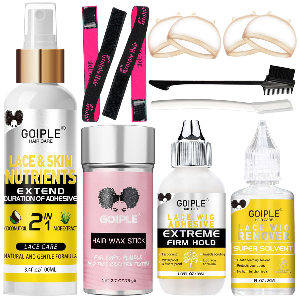 Goiple kit accessoires perruque dentelle frontale, mise en place précise