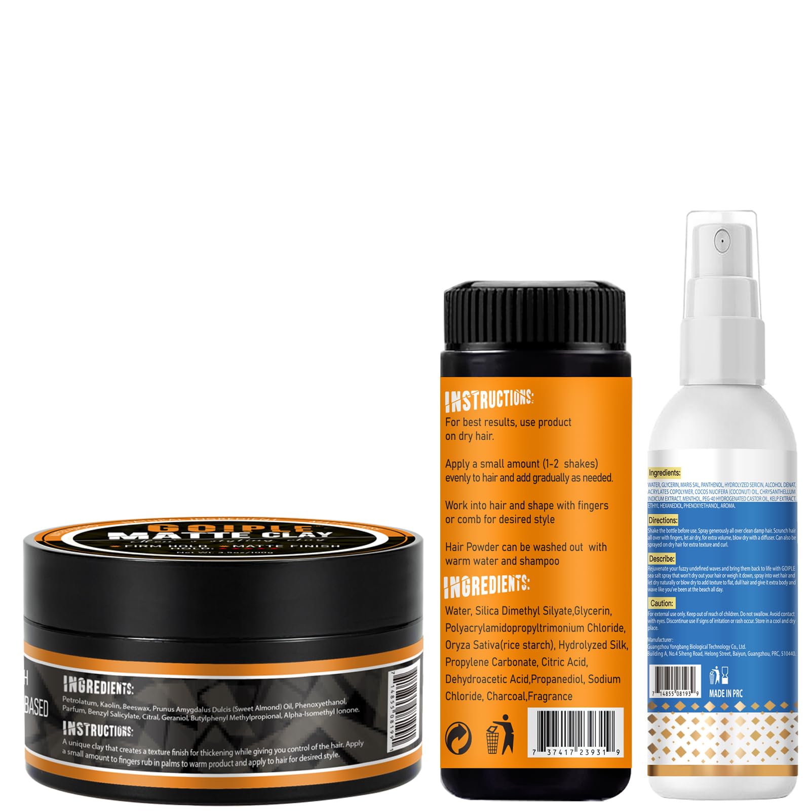 Goiple kit coiffage homme, ensemble de trois pièces.