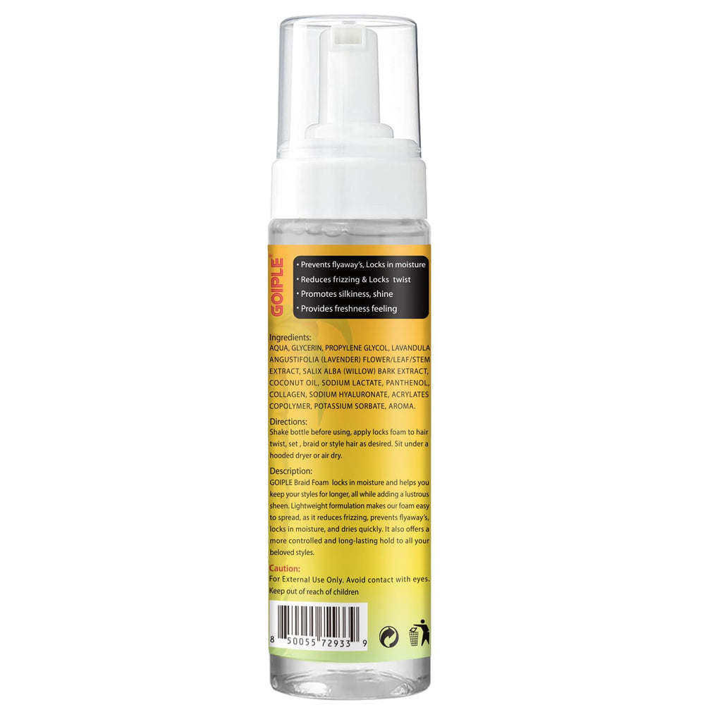 Goiple Mousse application facile sur tresses pour style rapide et durable.