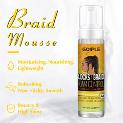 Goiple Mousse finissage doux tresses pour un look soigné et léger.