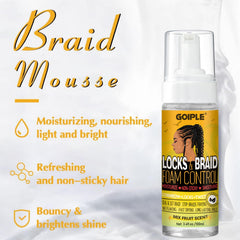 Goiple mousse pour tresses, fixation légère et hydratation préservée.