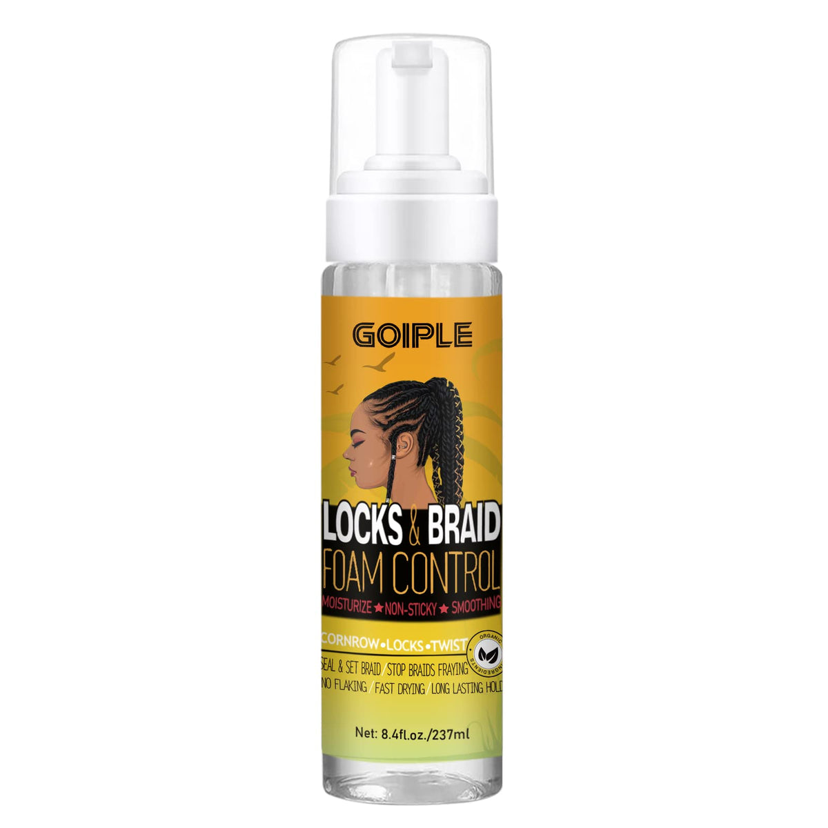 Goiple Mousse tresses appliquée montre un maintien durable et une texture douce.