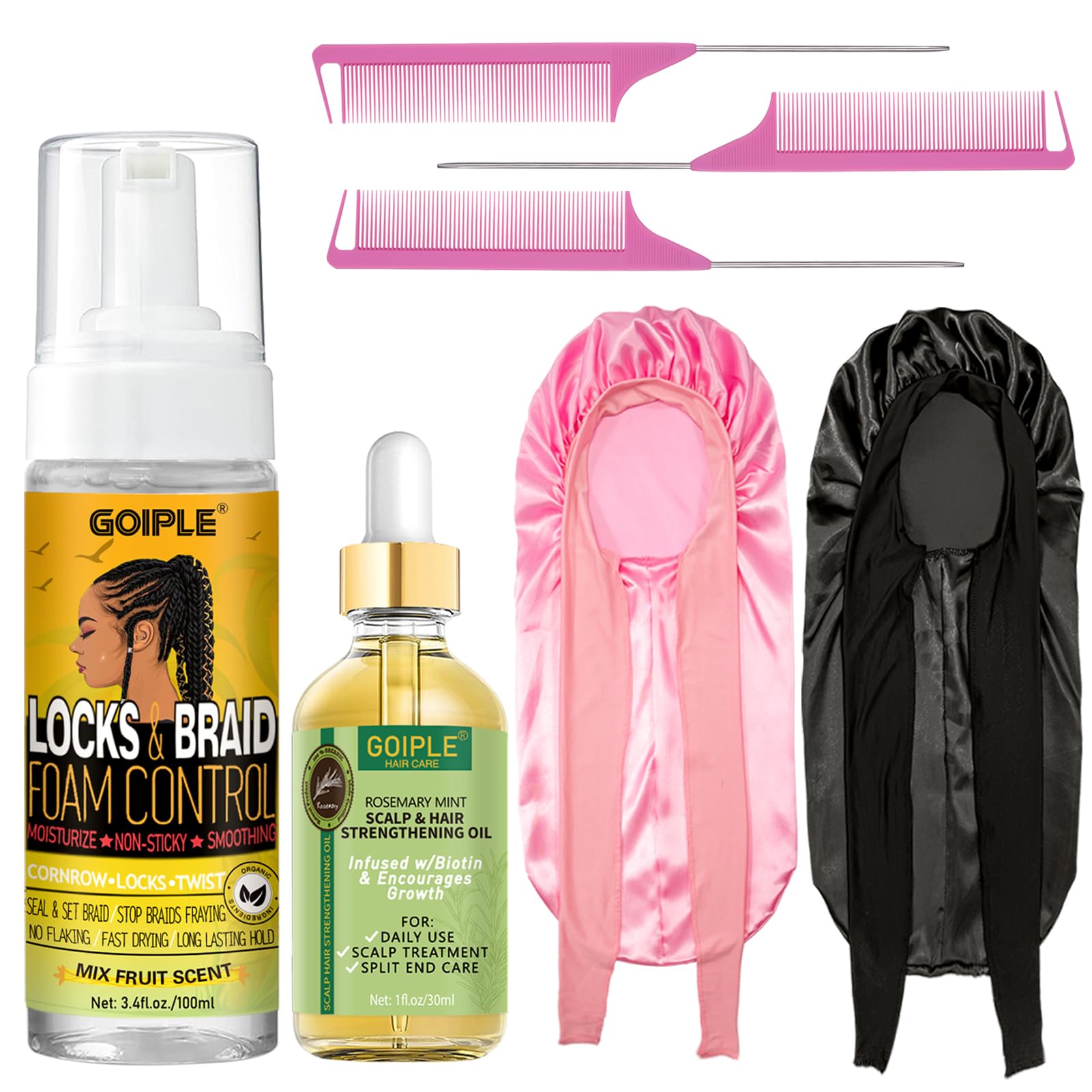 Goiple mousse pour tresses : flacon pratique et tenue durable.