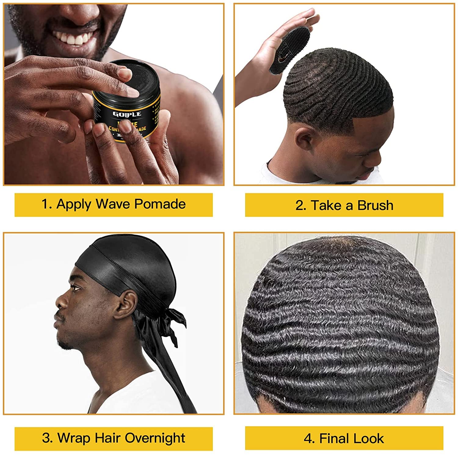 Goiple pomade kit packaging showcases a complete 360 wave routine.