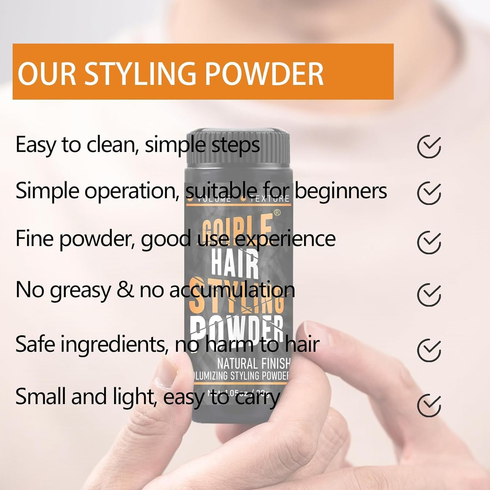 Goiple Poudre coiffante finition matte: tenue légère et non brillant.