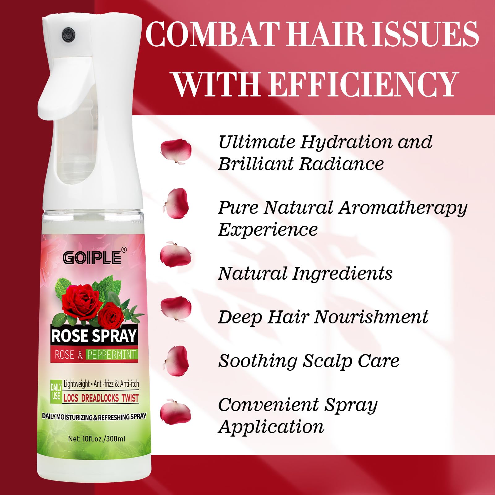 Goiple Rose Water Spray: hydratation du cuir chevelu pour plus de confort.