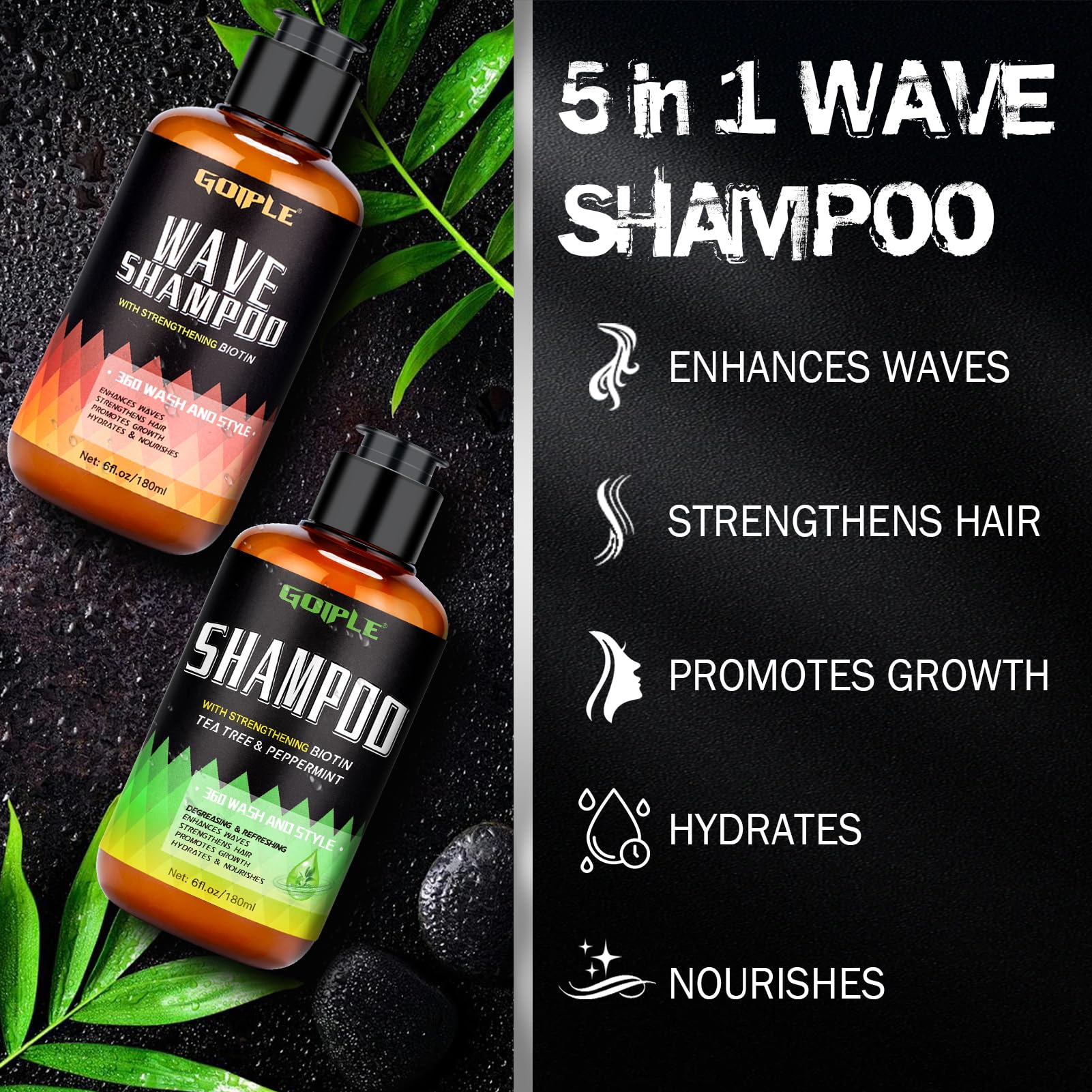 Goiple Shampoing biotine nourrissant pour cheveux plus forts