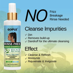 Goiple Shampoing Sans Eau texture crèmeuse prête à revitaliser les cheveux sans eau.