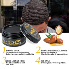 Goiple Wave Pomade: texture nourrissante pour cheveux hydratés et faciles à dompter.