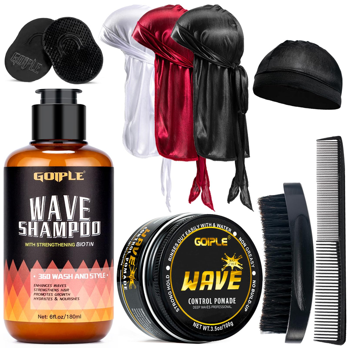 Goiple Waves Pomade vue d’ensemble pour démarrer votre routine 360 vagues.