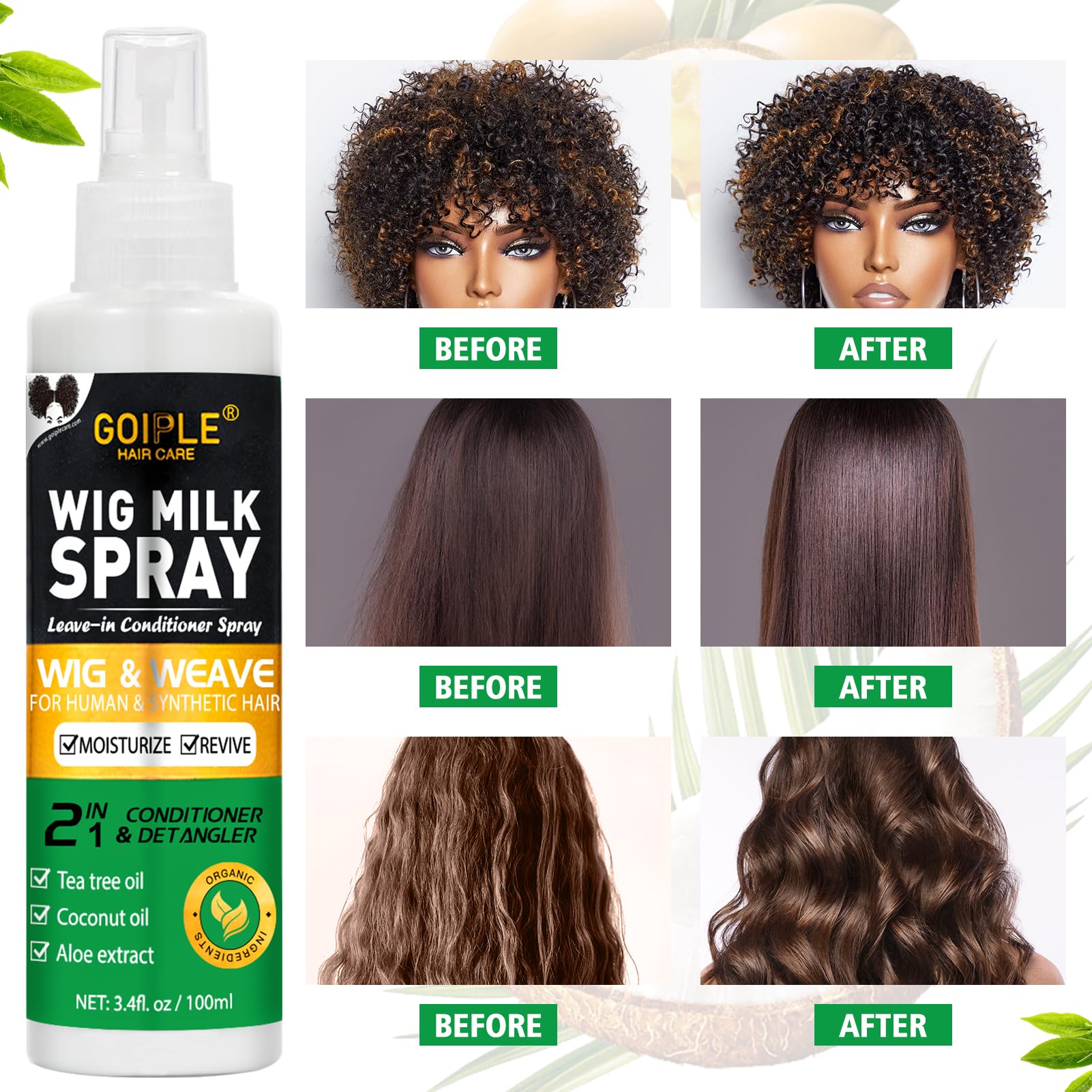 Goiple Wig Milk Spray apporte brillance et douceur à votre perruque.