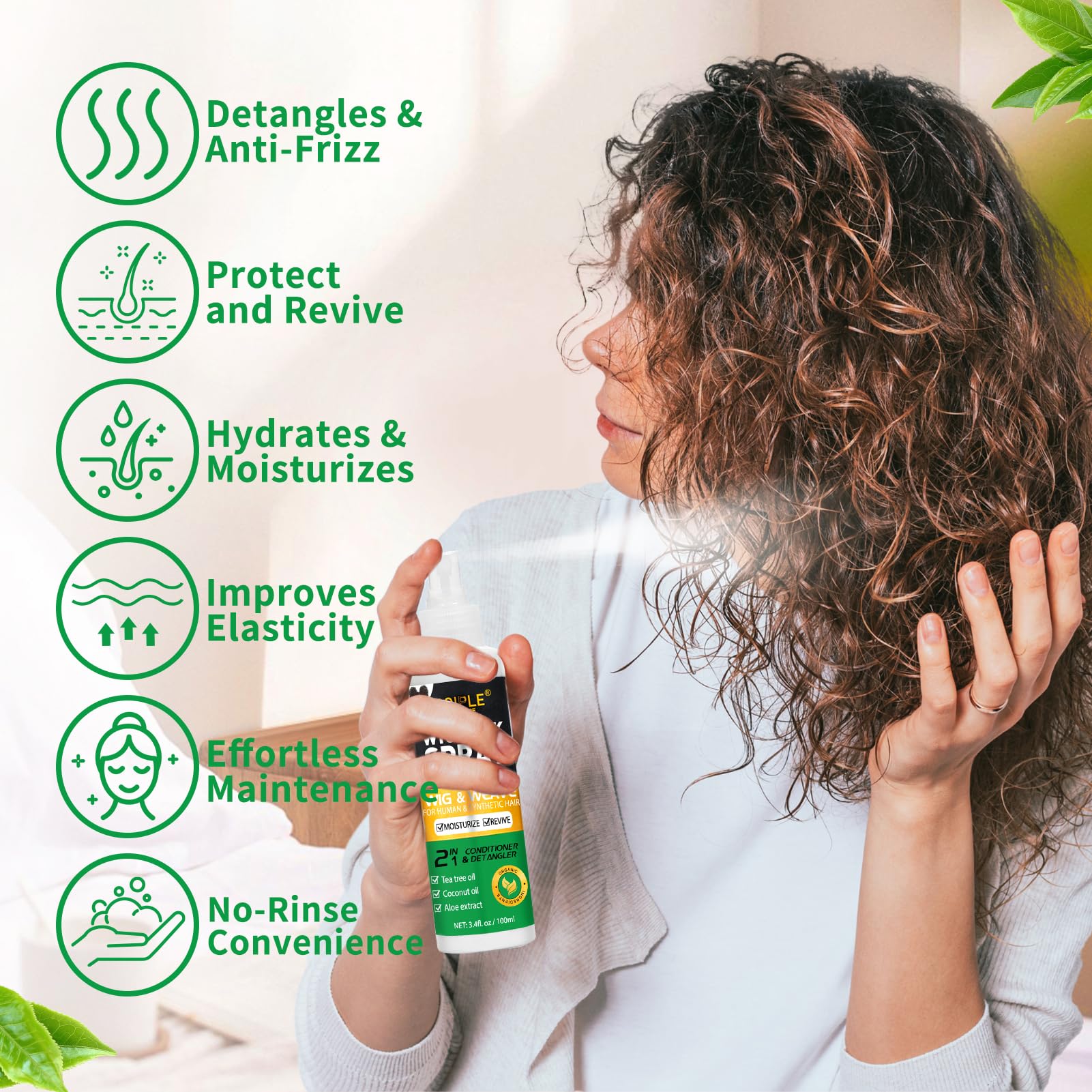 Goiple Wig Milk Spray utilise huile coco pour protéger les mèches synthétiques.