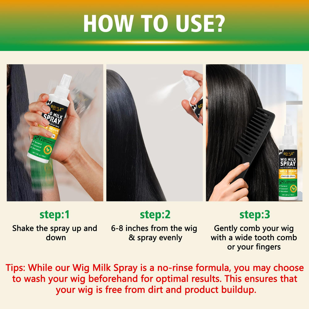 Goiple Wig Milk Spray sans rinçage, pratique en déplacement.