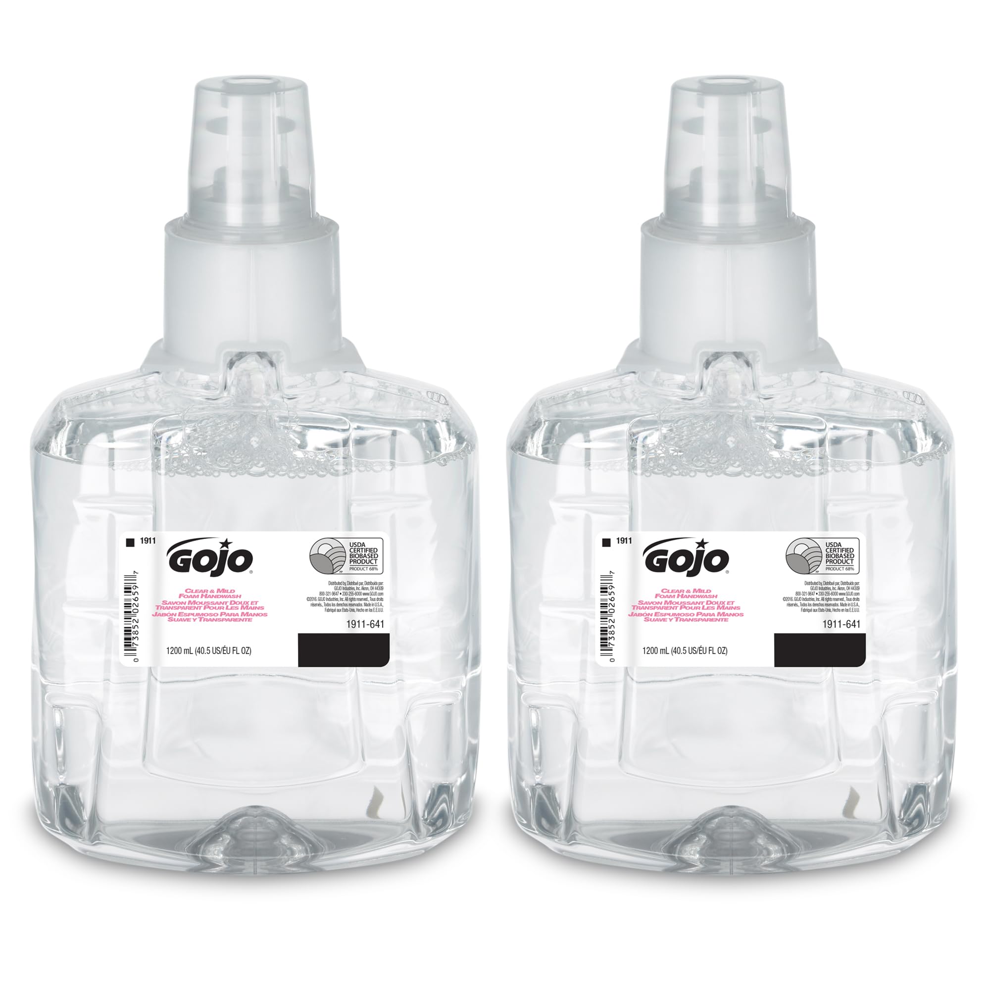 GOJO savon mousse mains clair et doux refil 1200ml, hydratant et efficace.