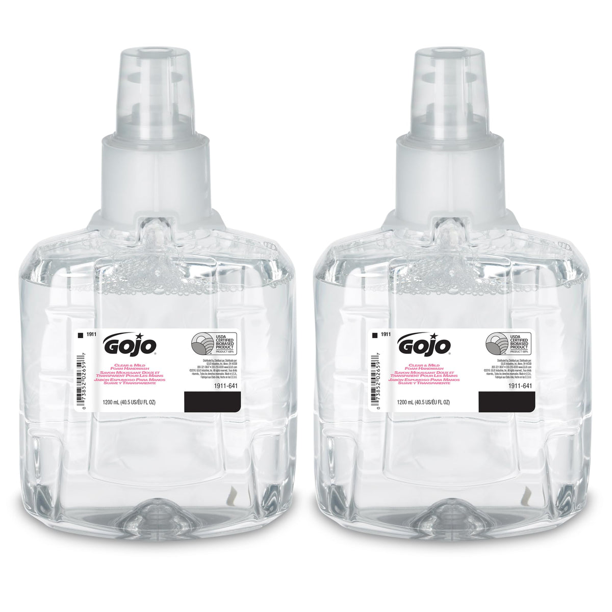 GOJO savon mousse mains clair et doux refil 1200ml, hydratant et efficace.