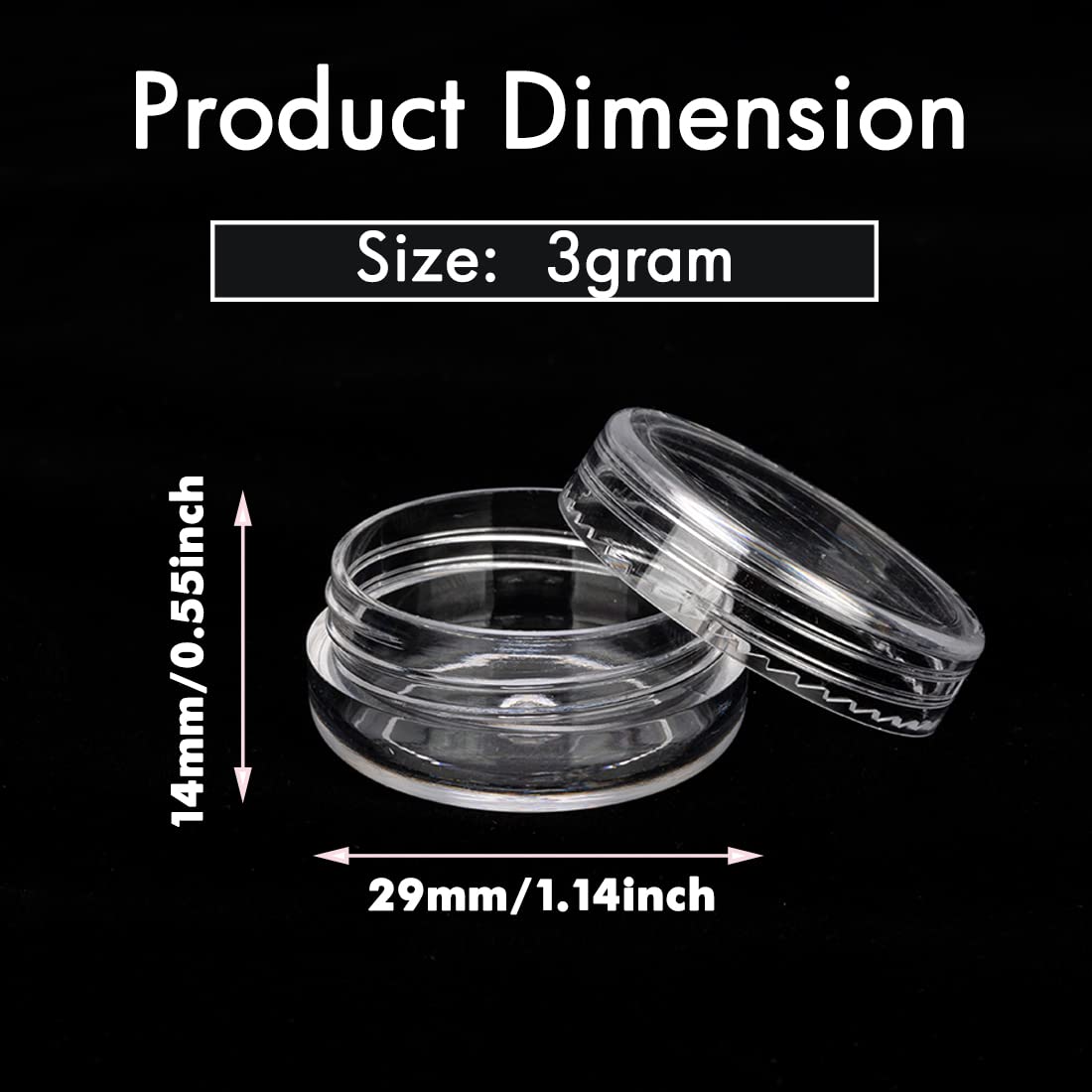 Golacky bocaux-transparents-3grammes: montre clairement le contenu et le dosage.
