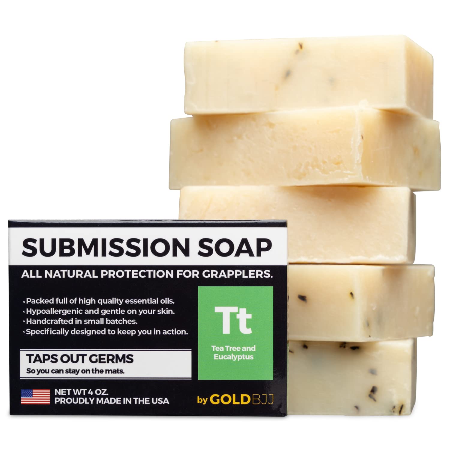 Savon Gold BJJ au thé arbre classique, fraîcheur après entraînement.